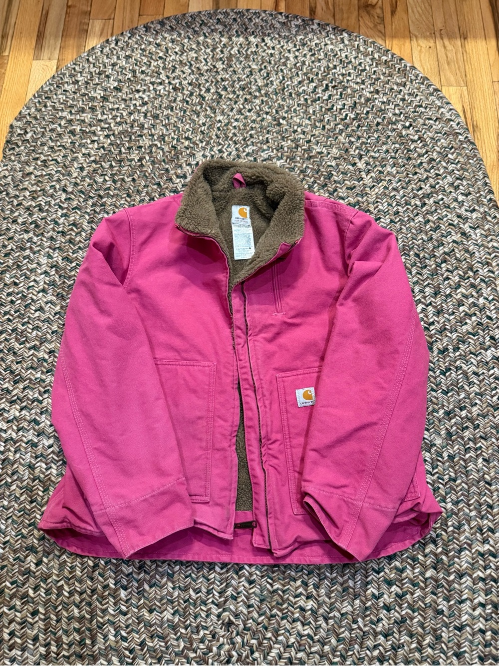 Vintage Rare Pink Women’s XL Carhartt Canvas Sherpa Lined Jacket